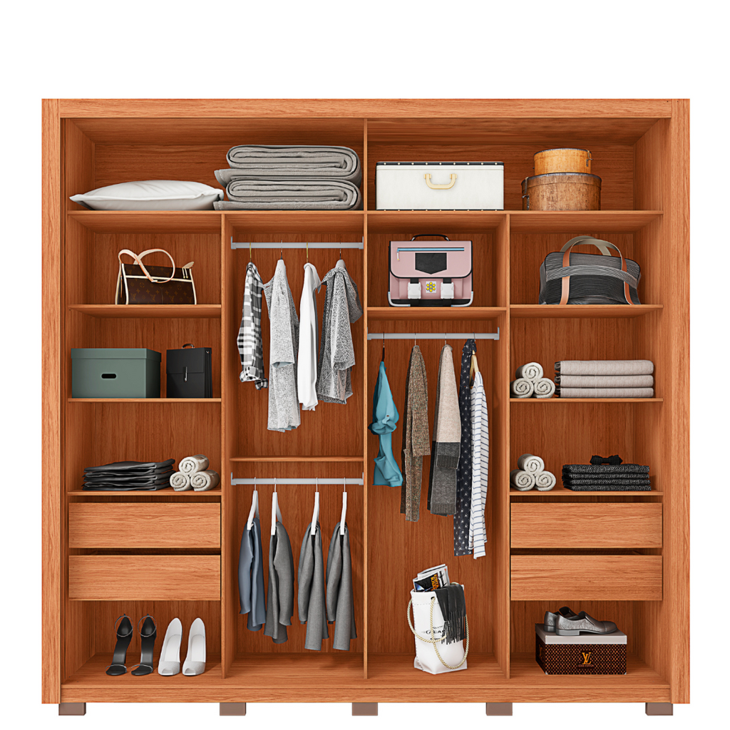 Guarda-Roupa Casal Suburban 2 Portas Ripado com Espelho MDP/MDF Freijó/Off White Espresso Móveis