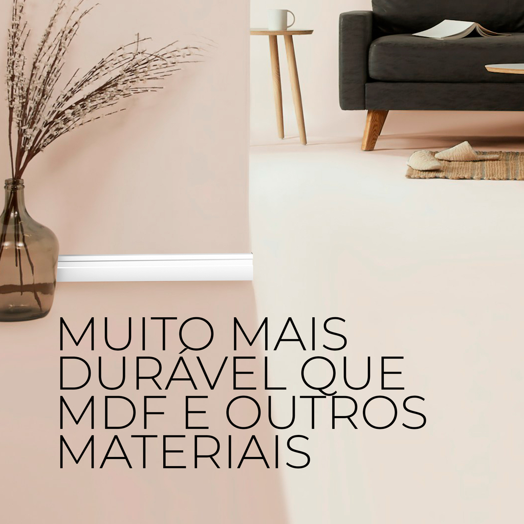 Rodapé Poliestireno 10cm Frisado Branco 2m RM Decor
