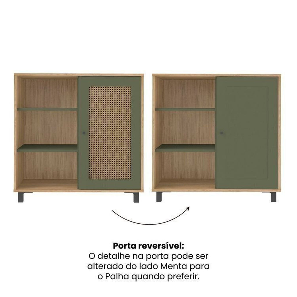 Conjunto Sala de Estar Completa 4 Peças Rack para TV Até 75 Polegadas Mesa Centro Lateral Aparador Carvalho Menta Espresso Móveis