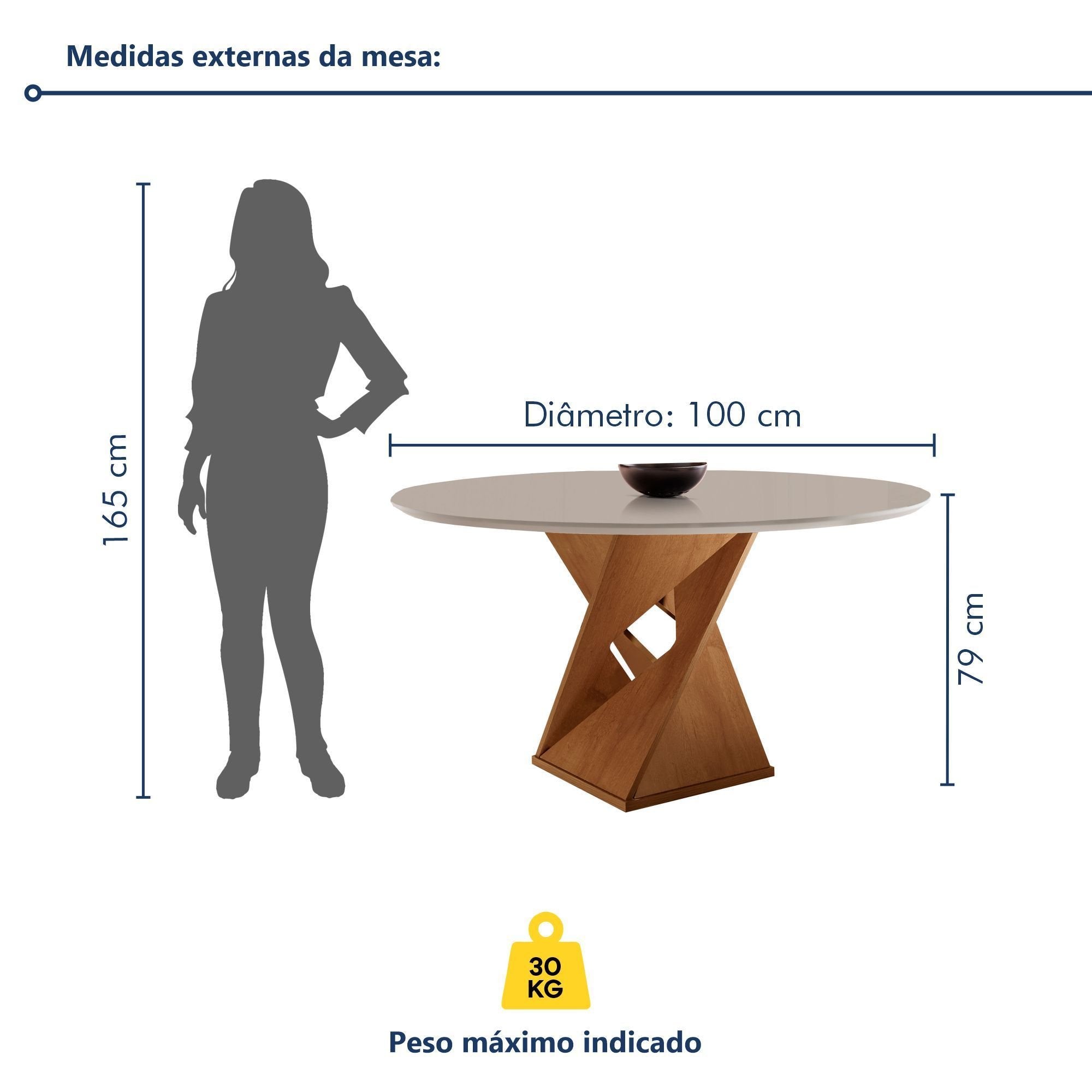 Conjunto Sala de Jantar Mesa Redonda Tampo MDF com 4 Cadeiras Barcelona Yescasa