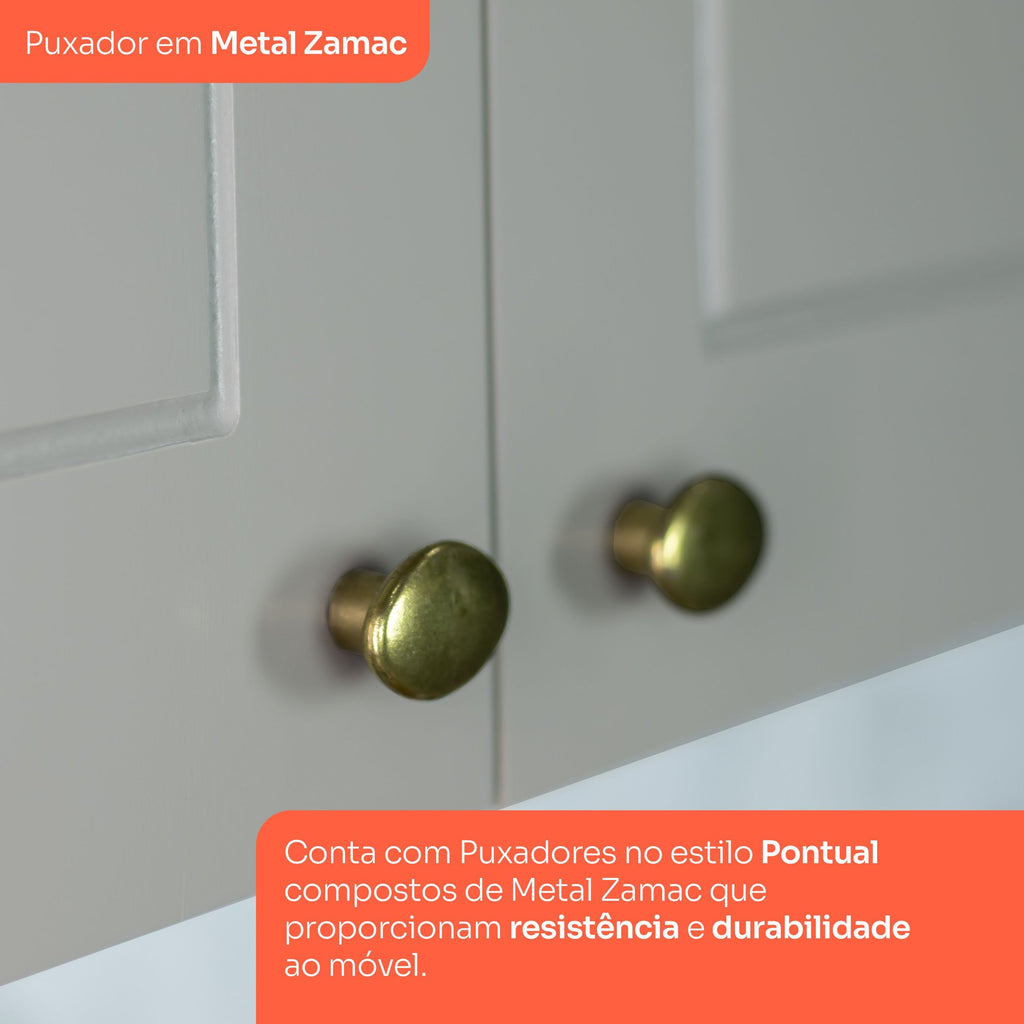 Cozinha Compacta 2 Peças 100% MDF com Balcão Pia e Tampo Cinza/Nature Americana Henn 913398