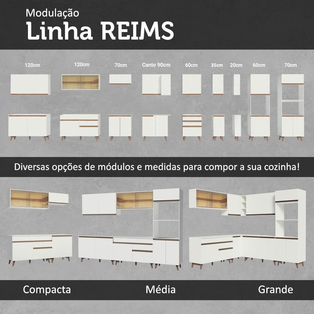 Armário de Cozinha Completa 310cm Branco Reims Madesa 02