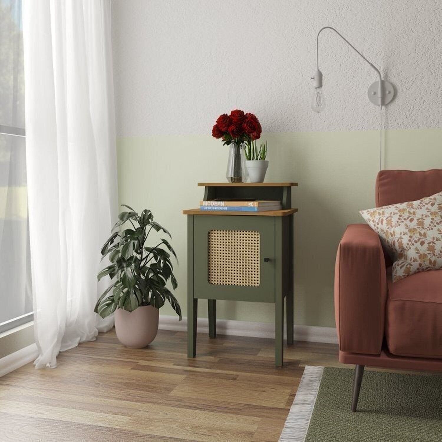Conjunto Sala de Estar Completa 4 Peças Rack para TV Até 75 Polegadas Mesa Centro Lateral Aparador Carvalho Menta Espresso Móveis