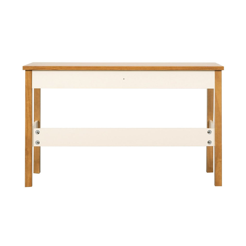 Escrivaninha Mesa Escritório Ananda 2 Gavetas 120cm MDF CabeCasa MadeiraOriginals Off-White e Mel Marrom