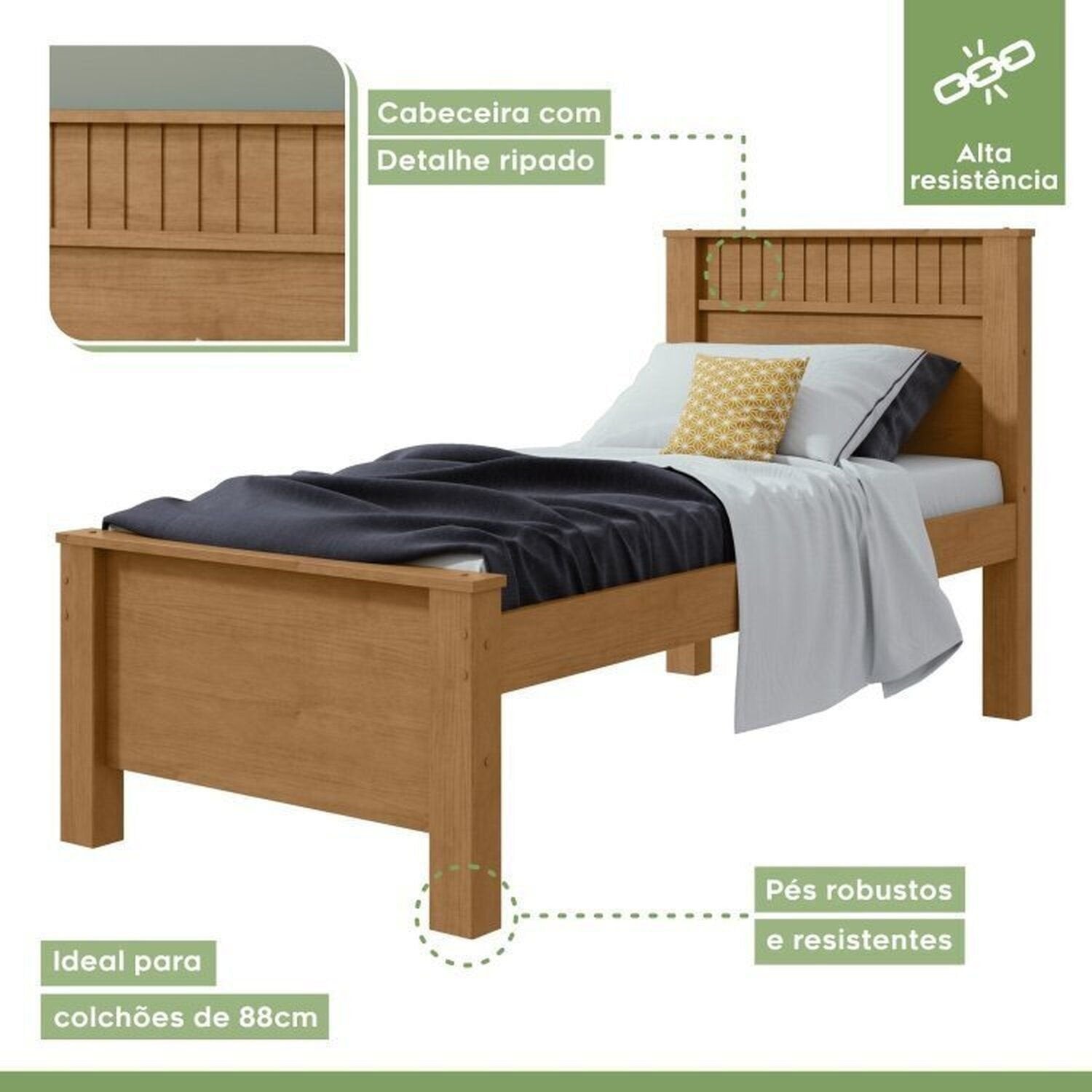 Kit Quarto Infantil com Guarda-Roupa 4 Portas e Cama de Solteiro Marrom Amêndoa Clean Móveis Lopas