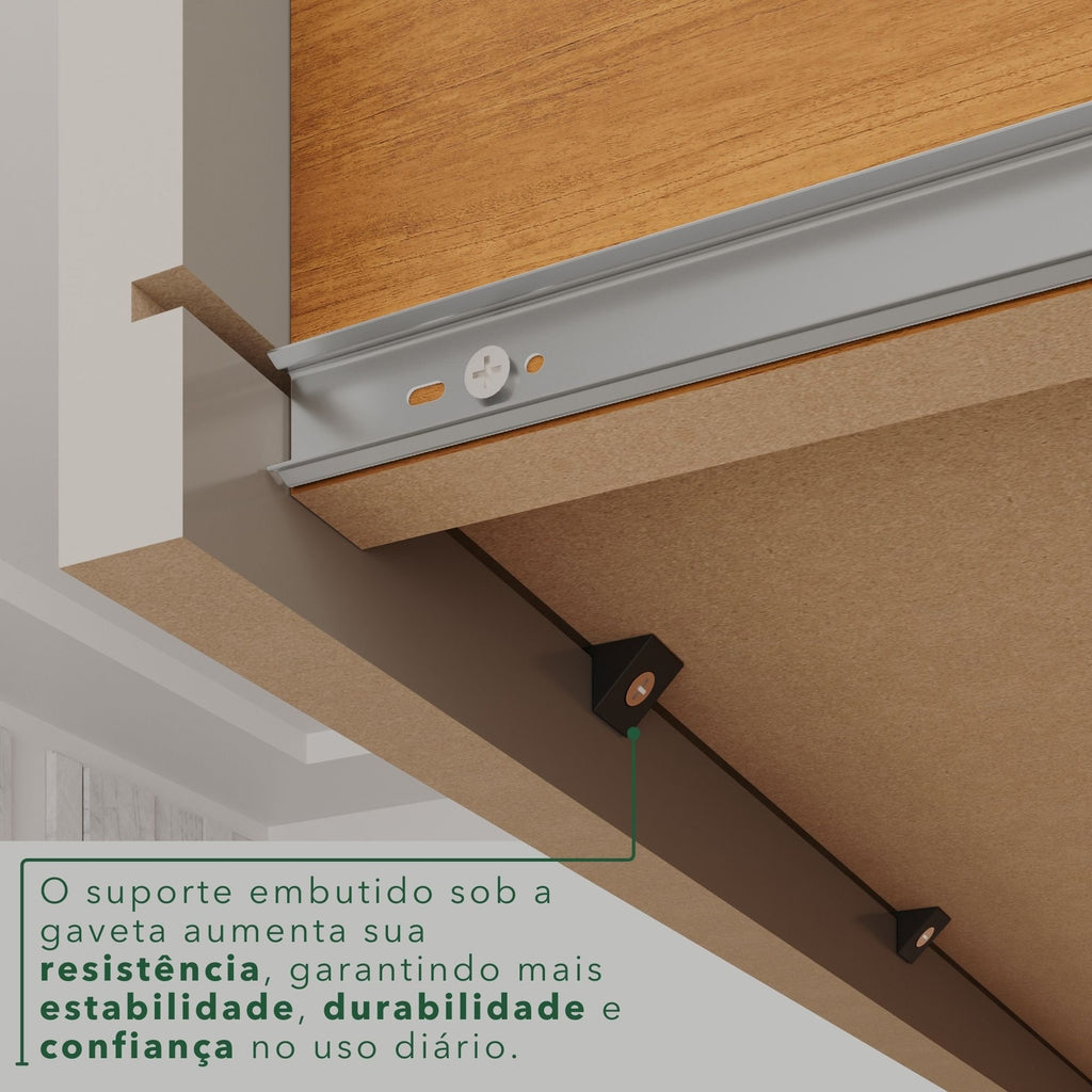 Guarda-Roupa Casal 6 Portas 2 Gavetas com Espelho Estrela Premium Sallêto Móveis 100% MDP Off White/Cinamomo