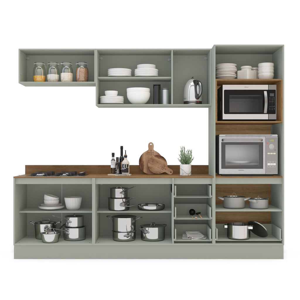 Cozinha Completa Modulada Rubi Yescasa Verde Oliva 270x214x49cm