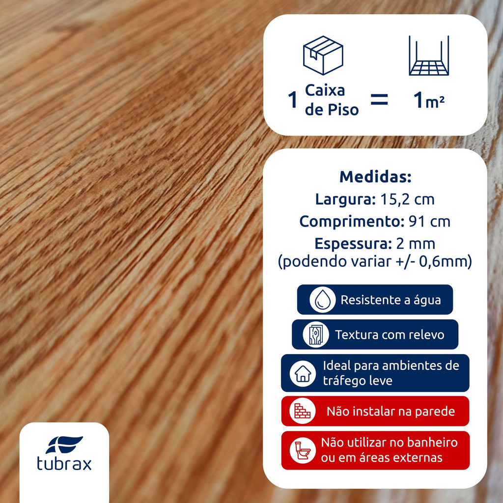 Piso Vinílico Autocolante Amadeirado Régua M² Tubrax