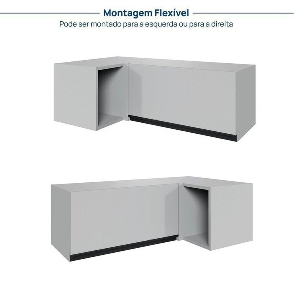 Cozinha Modulada Nara CabeCasa MadeiraOriginals 15 Peças 11 Aéreos 3 Balcões 1 Cristaleira Cinza