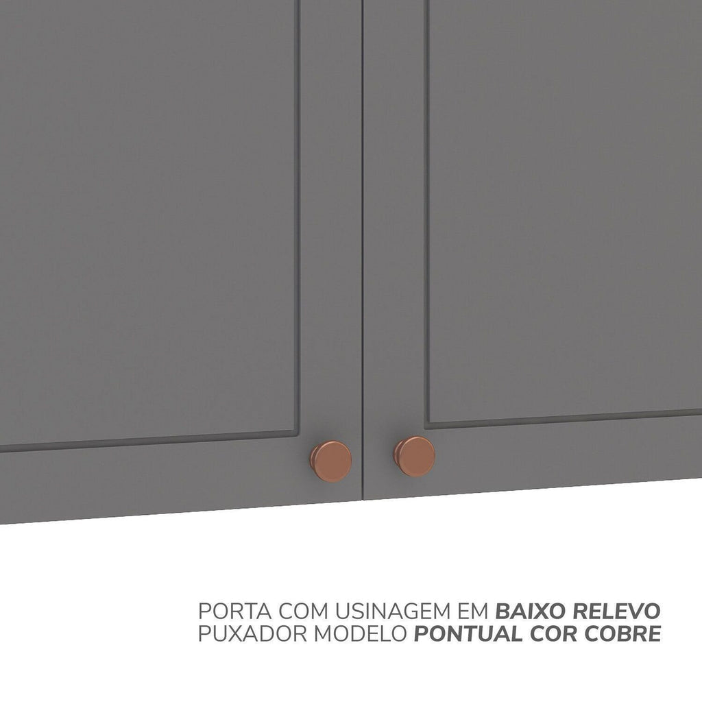 Cozinha Completa Modulada 8 Peças com Rodapé Pérola Yescasa Cinza/Branco