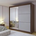 Guarda-Roupa Casal 2 Portas de Correr 6 Gavetas 100% MDF Coliseu D Doro Marrom/Castanho/Off White