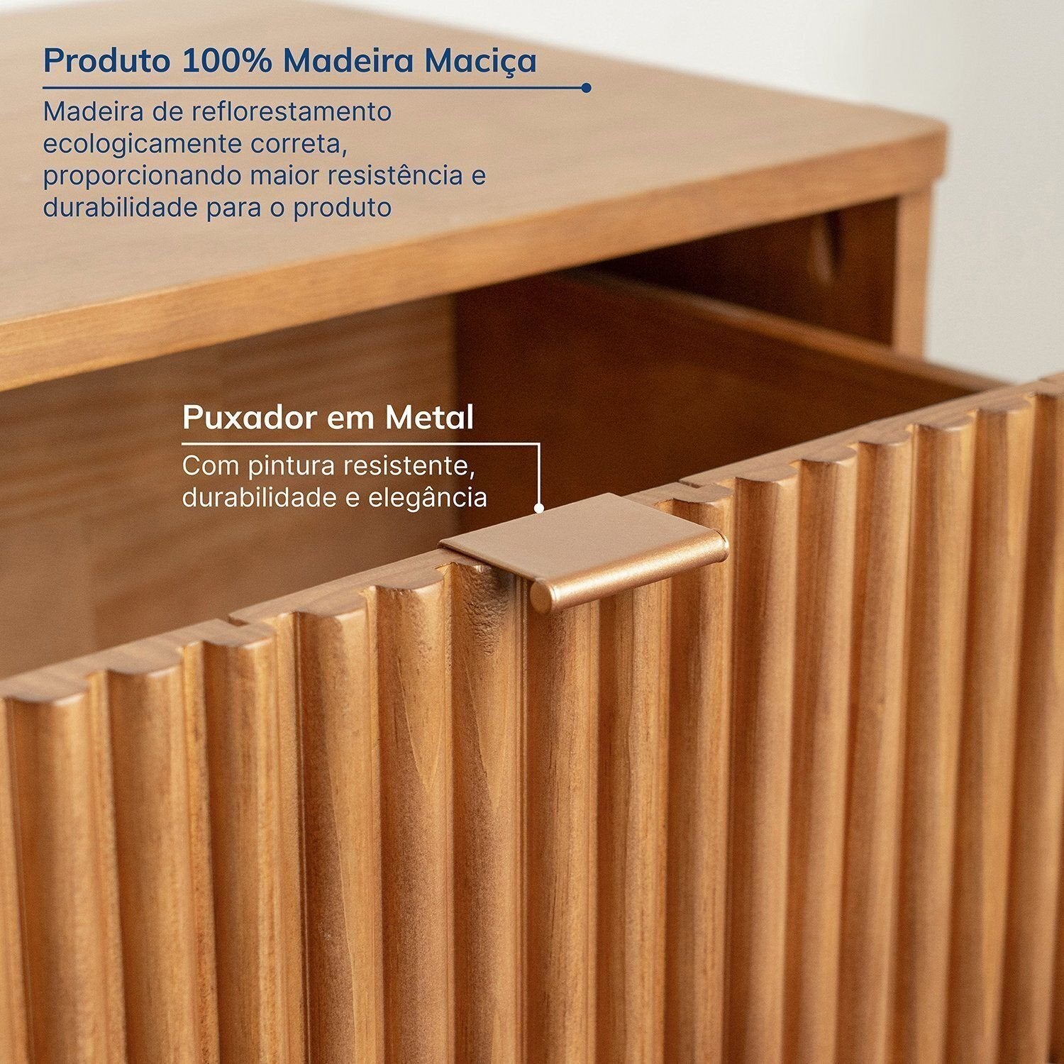 Cômoda 6 Gavetas Oiti Madeira Maciça Pinus 132,8cm CabeCasa MadeiraOriginals Marrom