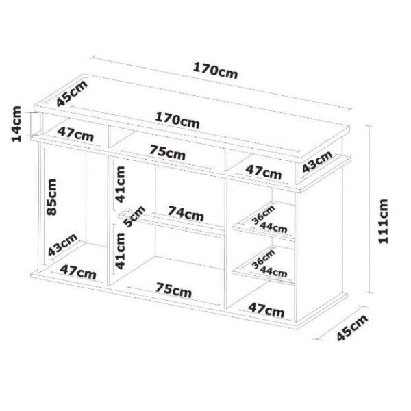 Cômoda 2 Portas 7 Gavetas Paris Espresso Móveis Branco