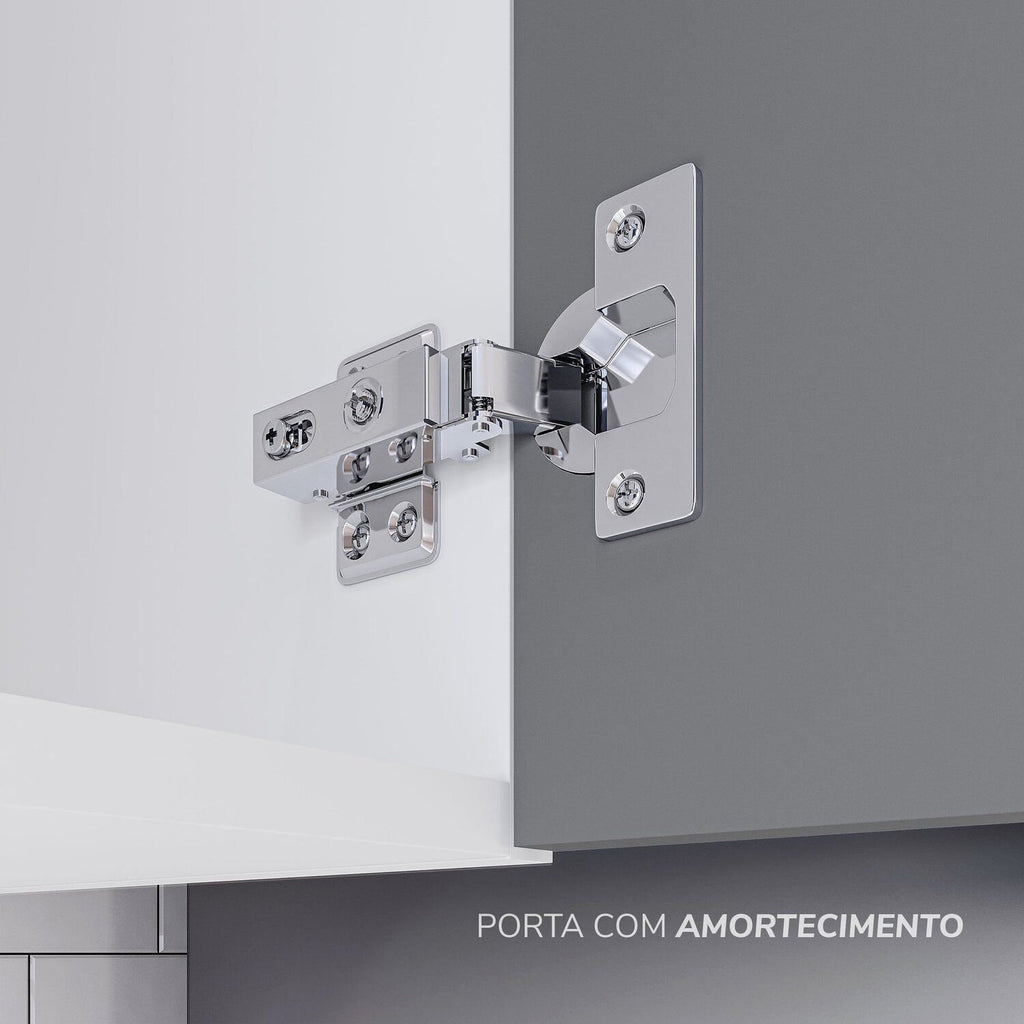 Cozinha Completa Modulada 8 Peças com Rodapé Pérola Yescasa Cinza/Branco