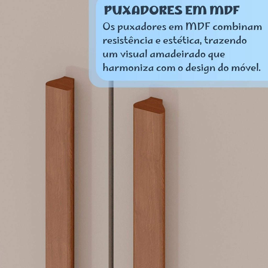 Conjunto Quarto Infantil Guarda-Roupa 4 Portas 3 Gavetas e Cômoda 8 Gavetas Alice Espresso Móveis Marrom/Cinamomo/Off White