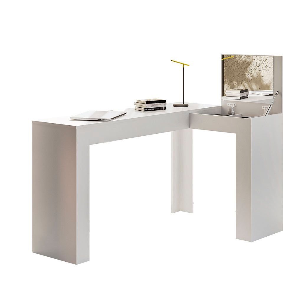 Escrivaninha Mesa Escritório Penteadeira em L Porta Objetos Jade 135,5cm Belaflex