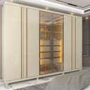 Guarda-Roupa Casal 6 Portas com Pés e LED Absolut New Reflecta Gelius Móveis 100% MDF Off White