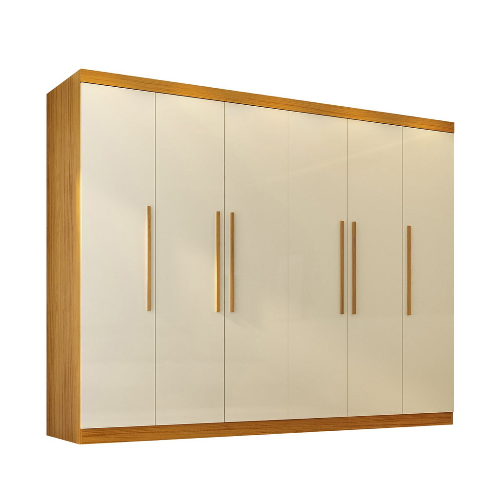 Guarda-Roupa Casal 6 Portas Carnaúba CabeCasa MadeiraOriginals 100% MDF Marrom/Marrome/Off White