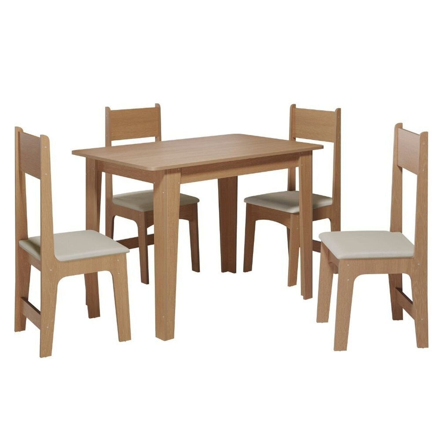 Conjunto Sala de Jantar Mesa Retangular Tampo MDP 1,10m com 4 Cadeiras Delta Nicoli Sonetto Móveis