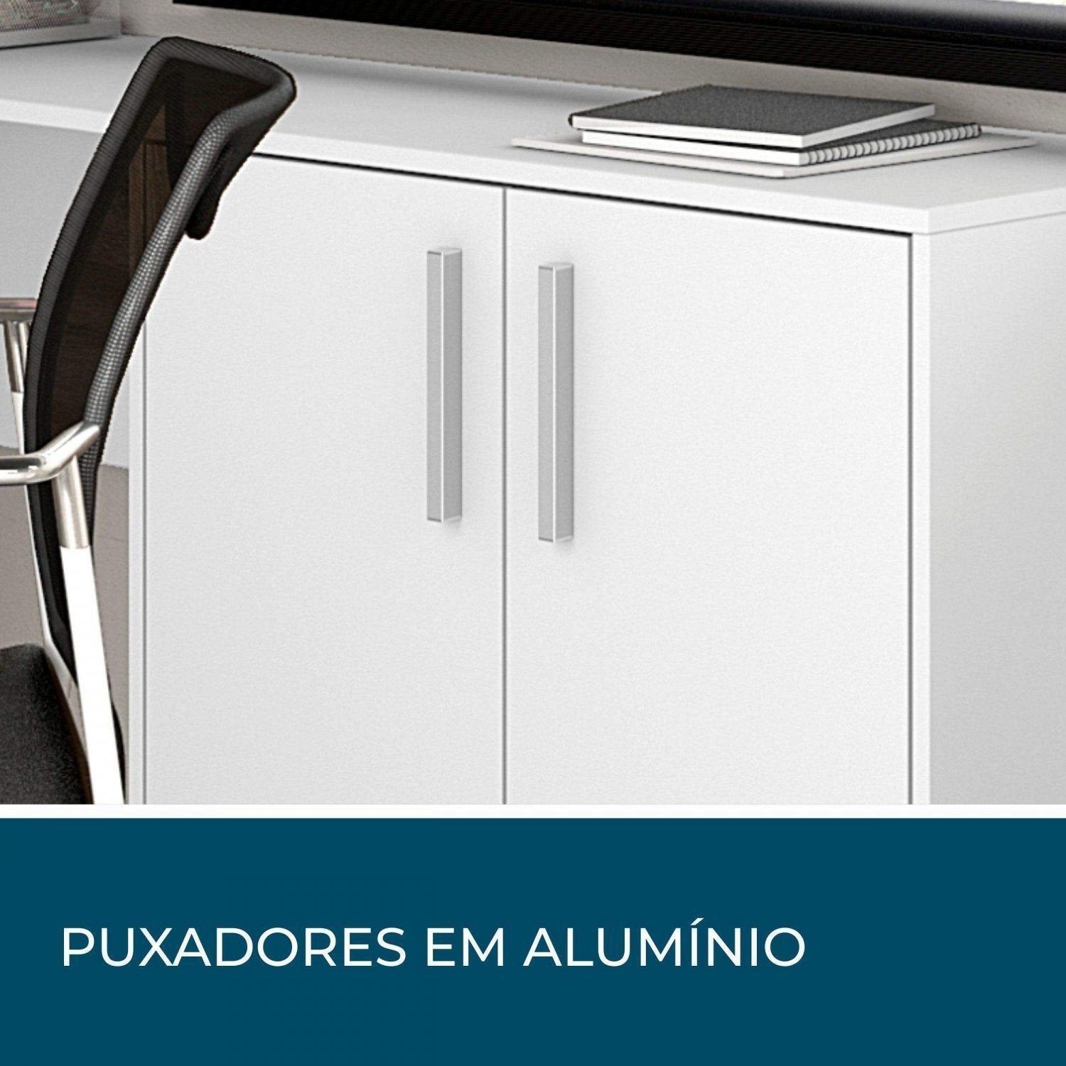 Escrivaninha Mesa Escritório em L Office NT2005 2 Gavetas 3 Portas 157cm Notável Móveis