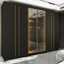 Guarda-Roupa Casal 6 Portas com Pés e LED Absolut New Reflecta 100% MDF Off White Gelius Móveis