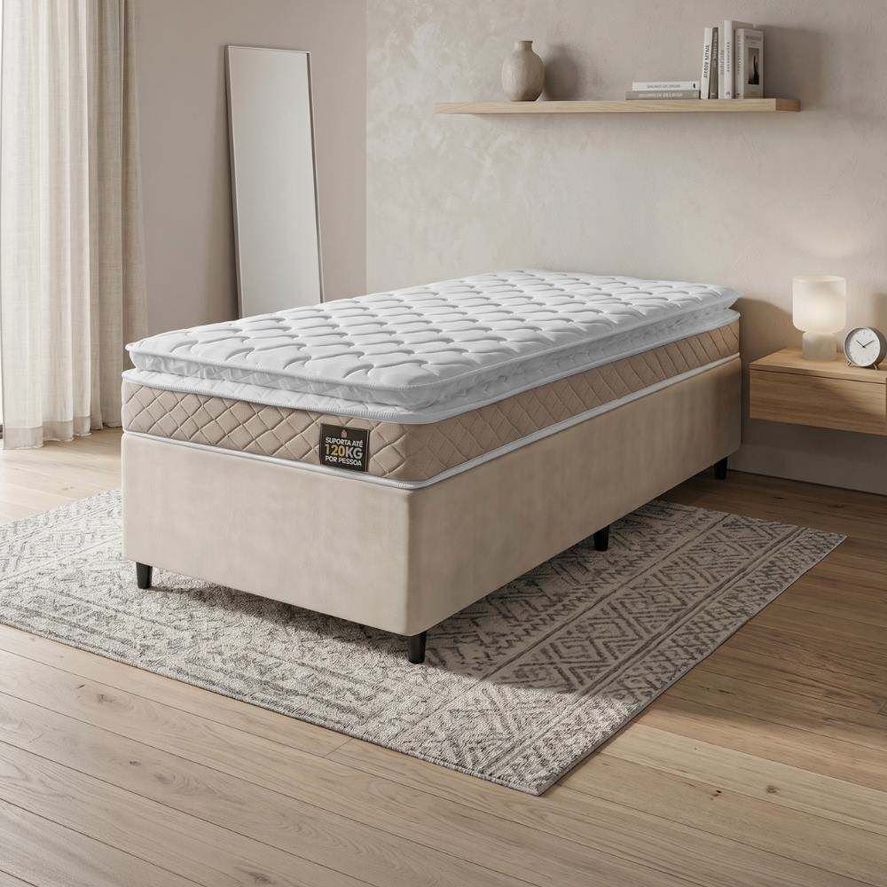 Colchão Solteiro Hellen Espuma D33 Millenium Bege/Branco 88x188x19cm c/ Pillow Top