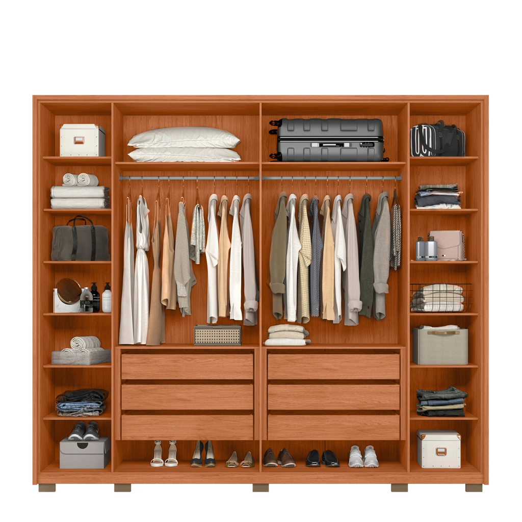 Guarda-Roupa Casal 6 Portas 6 Gavetas Suburban Gold Espresso Móveis 100% MDF Marrom/Freijo/Off White