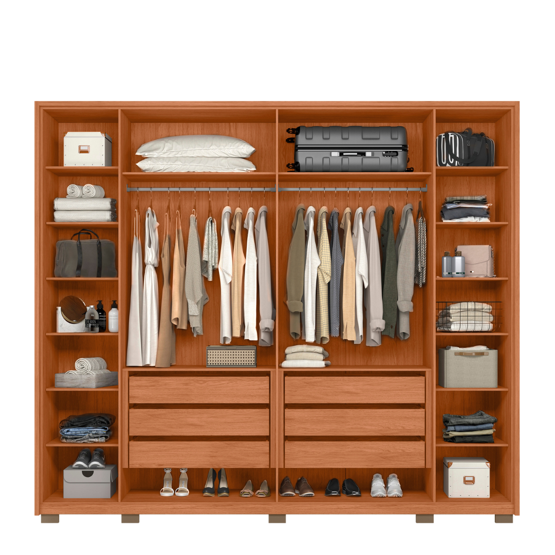 Guarda-Roupa Casal 6 Portas 6 Gavetas Suburban Gold Espresso Móveis 100% MDF Marrom/Freijó/Off White