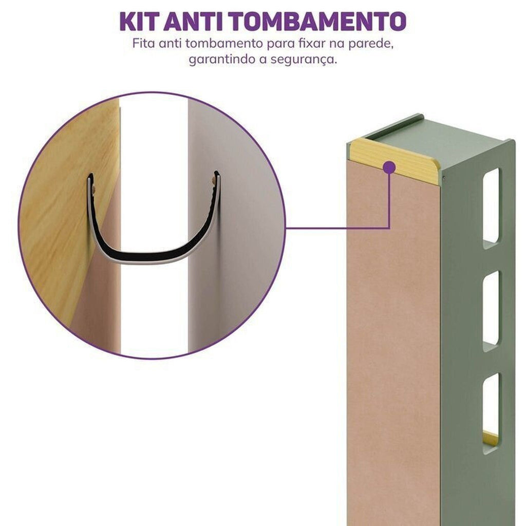 Quarto Infantil Completo Guarda-Roupa Curió Treliche Escrivaninha Estante Petit Verde/Mel Casatema
