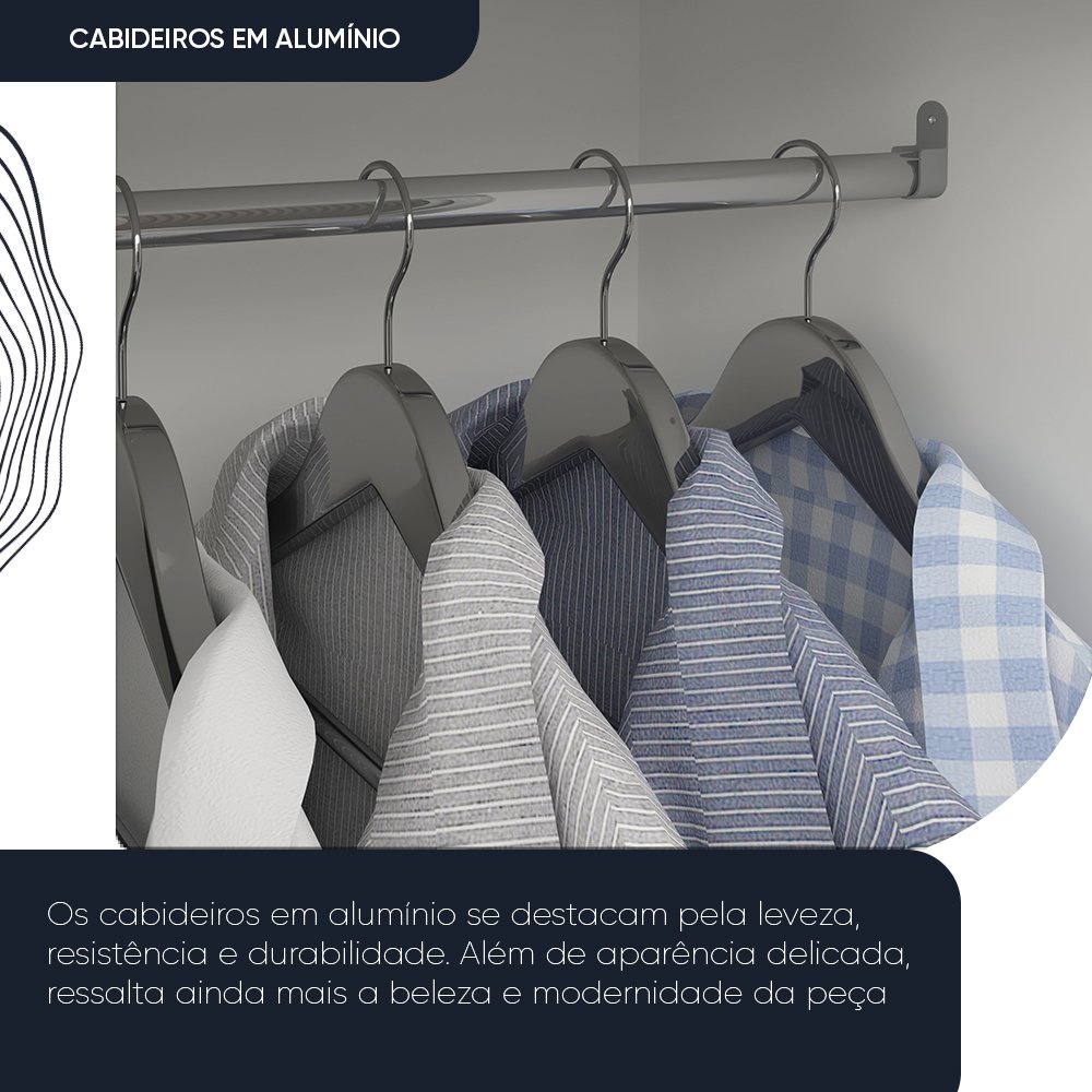 Guarda-Roupa Casal 3 Portas 1 Porta Espelhada Milão 100% MDF Yescasa Branco