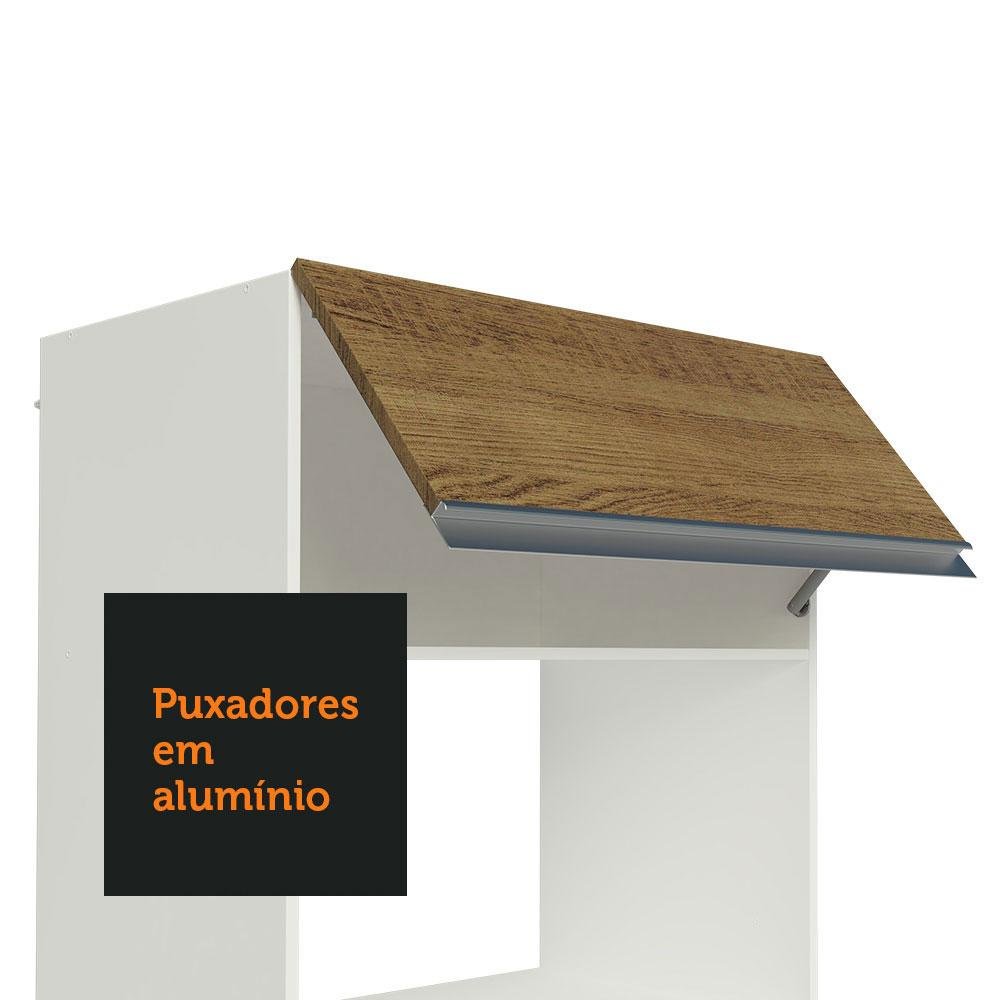 Armário de Cozinha Completa de Canto 100% MDF 447cm Branco/Rustic/Crema Smart Madesa 02