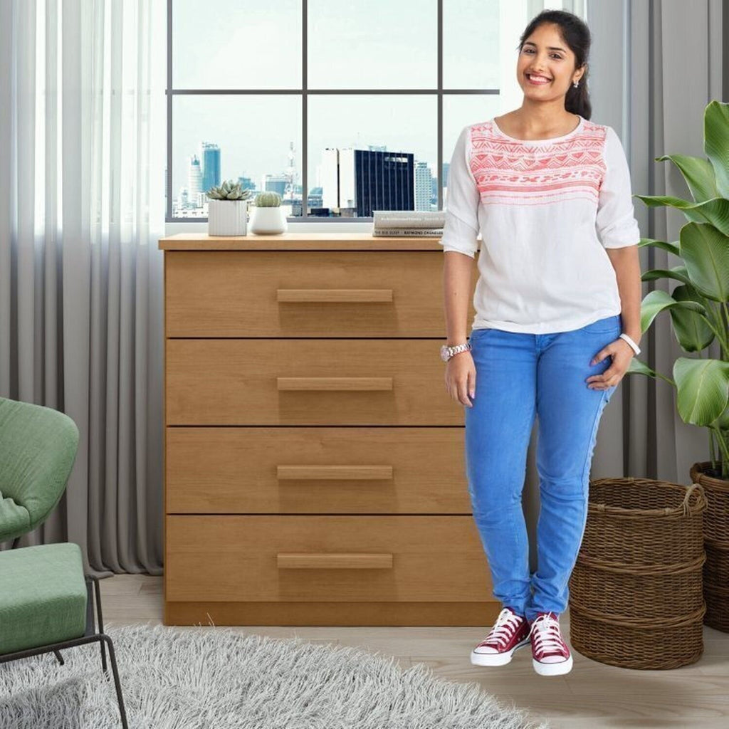 Conjunto Quarto Infantil com Beliche Escrivaninha Cômoda e Guarda-Roupa Móveis Lopas Marrom Amêndoa Clean