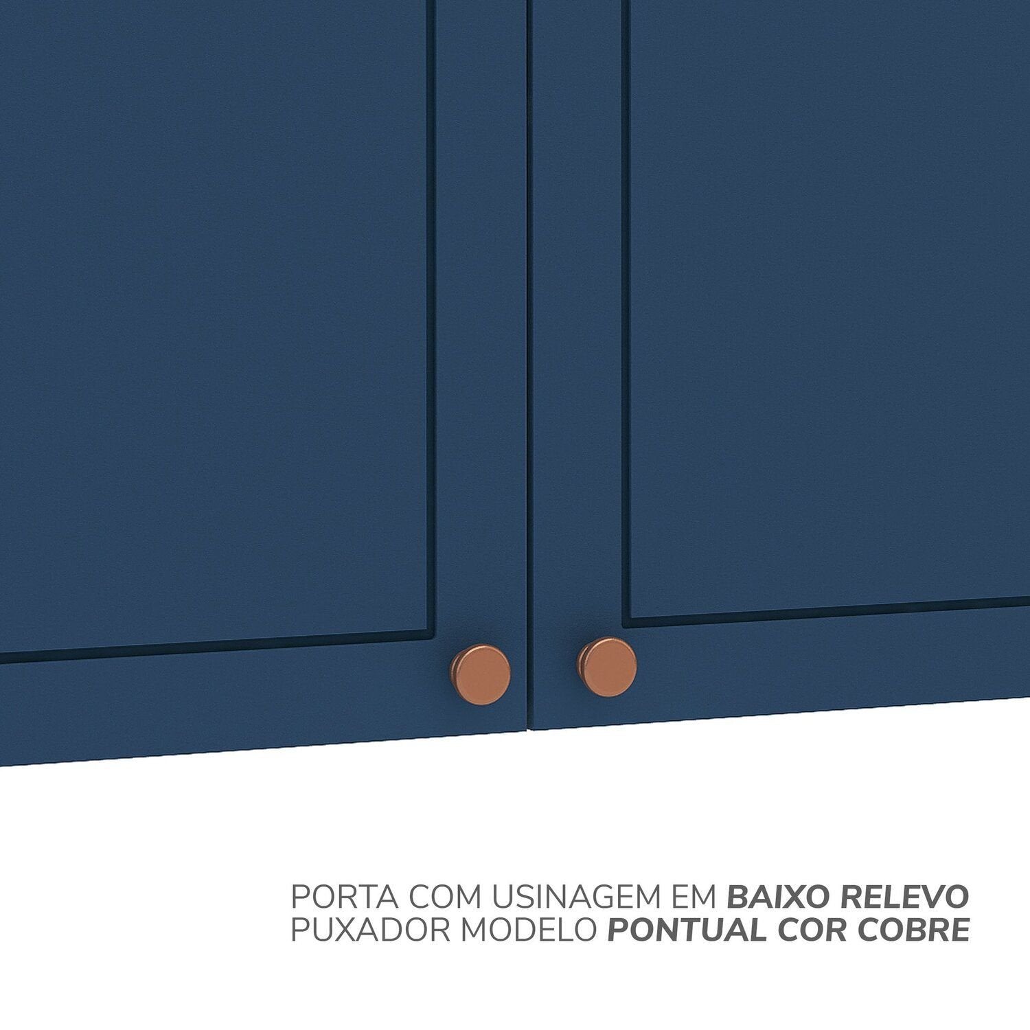 Cozinha Pérola Completa Torre Quente Aéreo 3 Portas Basculante Balcão 120 e 80 Yescasa Azul/Branco 270,2x219,4x52cm