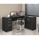 Escrivaninha Mesa Escritório em L Office NT2005 2 Gavetas 3 Portas 157cm Notável Móveis