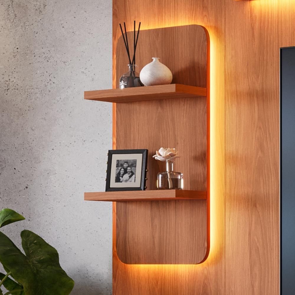 Estante Home para TV até 75” Noble 270cm com 2 Torres Nichos e LED Jequitiba/Off White Movelove