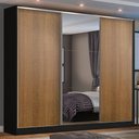 Guarda-Roupa Casal 100% MDF Madesa Zurique 3 Portas de Correr com Espelho