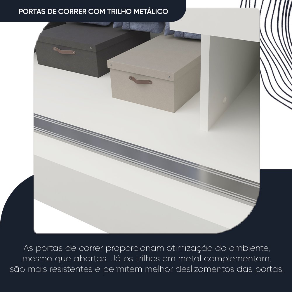 Guarda-Roupa Casal 3 Portas 1 Porta Espelhada Milão 100% MDF Yescasa Branco