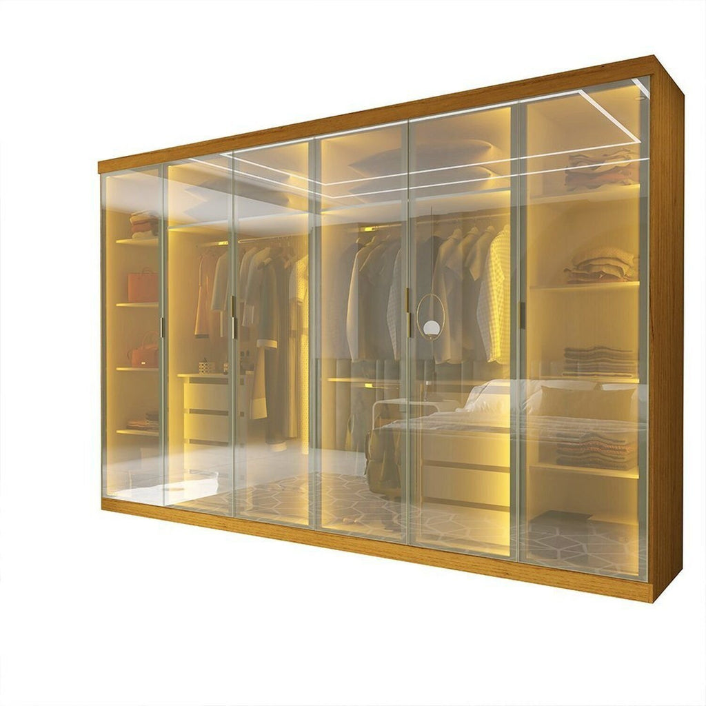 Guarda-Roupa Casal 6 Portas Reflecta Cumaru Yescasa 100% MDF Marrom/Marrome