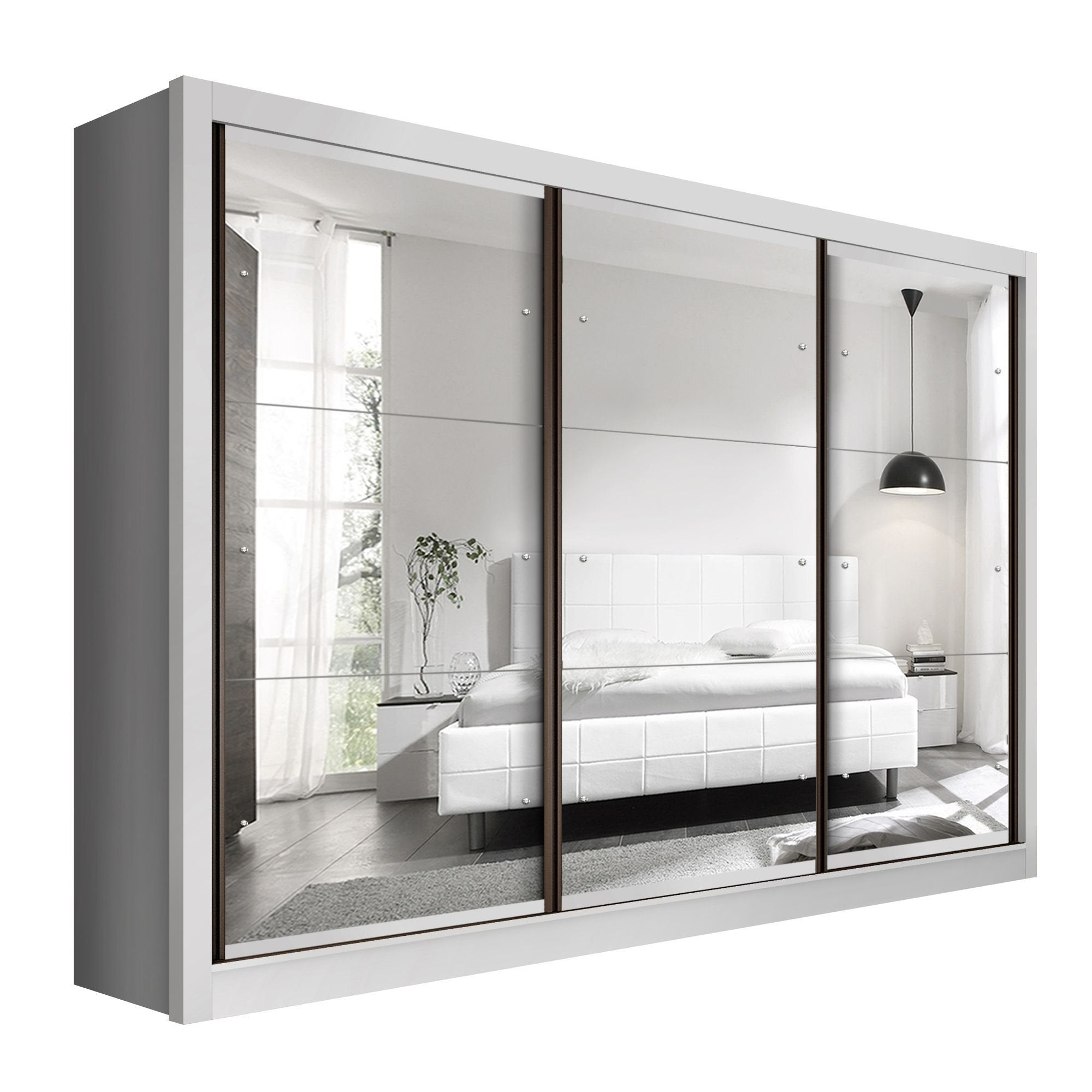 Guarda-Roupa Casal 3 Portas 6 Gavetas com Espelho Premium Lux Yescasa Branco