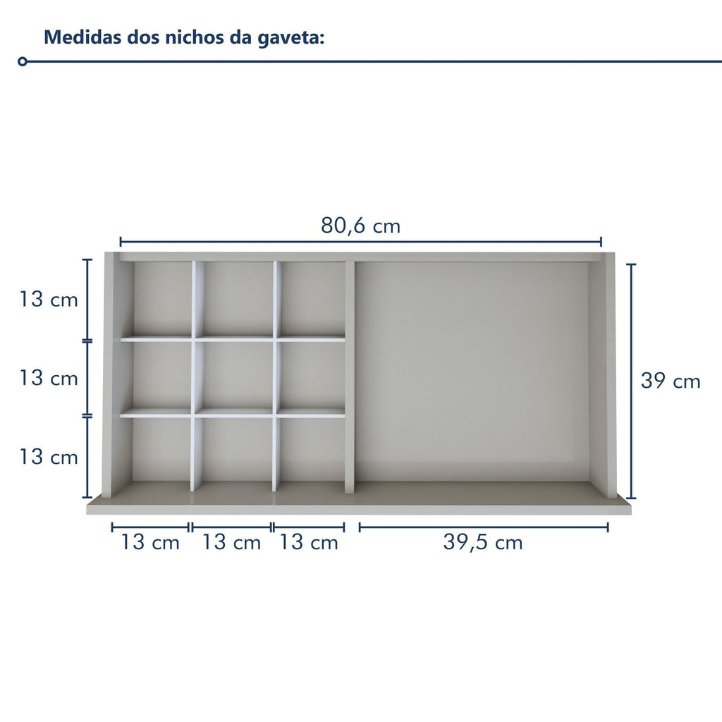 Penteadeira 5 Gavetas 100% MDF sem Espelho Giulia Yescasa
