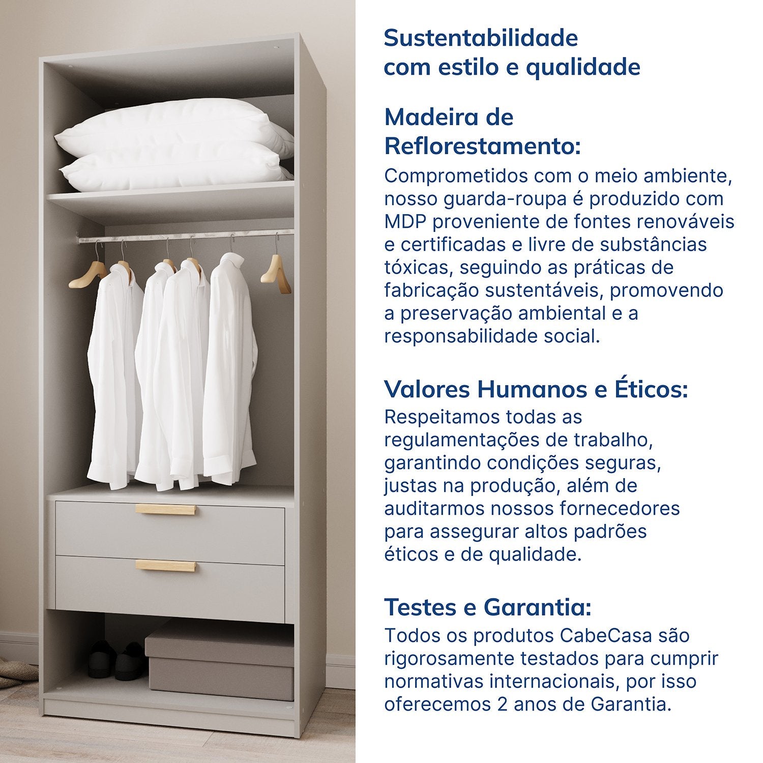 Guarda-Roupa Modular 2 Peças 4 Portas e Gaveteiro Jade CabeCasa MadeiraOriginals