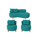 Conjunto Sala de Estar 2 Poltronas e Sofá Curvo Orgânico Boucle MD Montanaris Decor