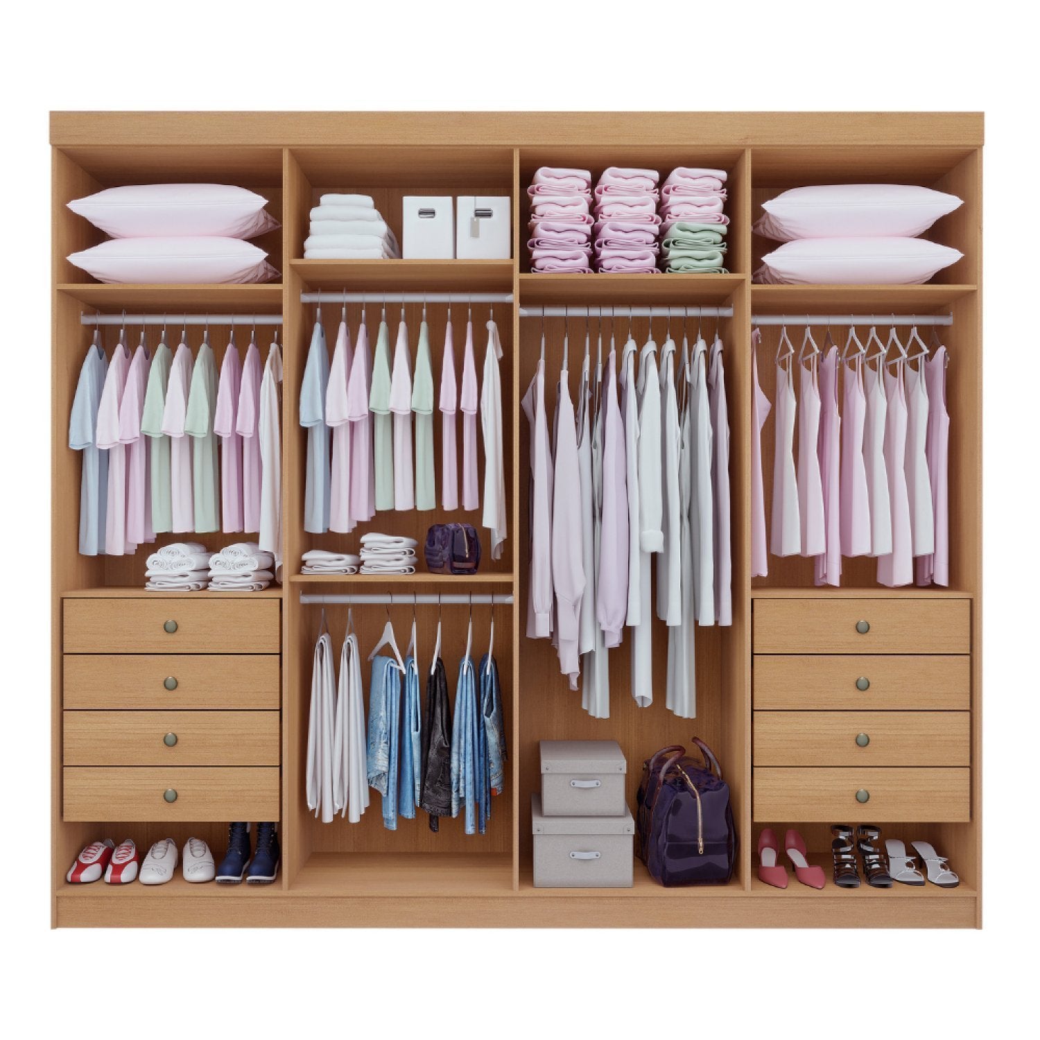 Guarda-Roupa Casal 8 Portas Império D Doro 100% MDF Cinamomo/Off White