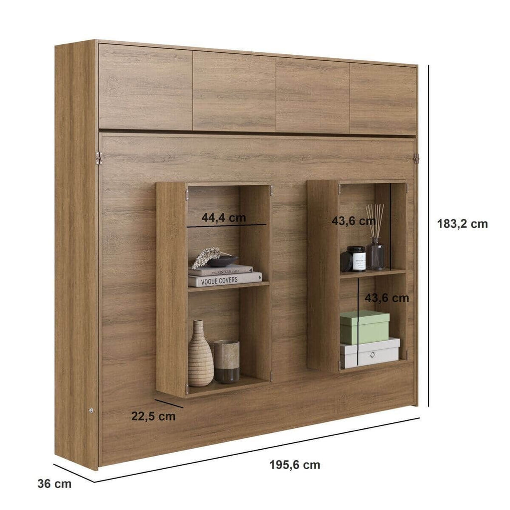 Cama Casal Articulável Horizontal com Portas 140 Hanover Yescasa Marrom/Mel