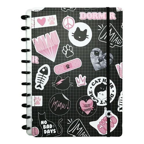 Caderno Inteligente Uatt Miau Lover Grande 80 Folhas CIGD4098 Colorido