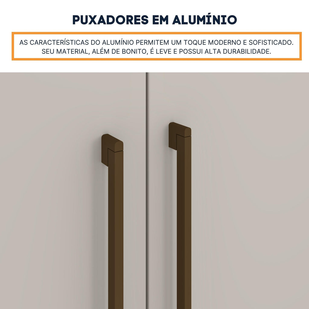 Guarda-Roupa Casal 6 Portas 8 Gavetas Portugal Yescasa 100% MDP/MDF Marrom/Cinamomo/Off White