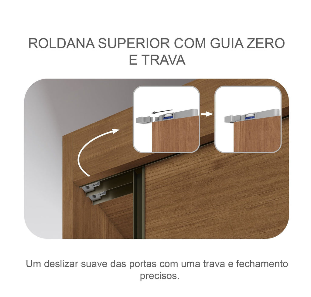Guarda-Roupa Casal 3 Portas 6 Gavetas com Espelho Vegas Novo Horizonte 100% MDF Branco