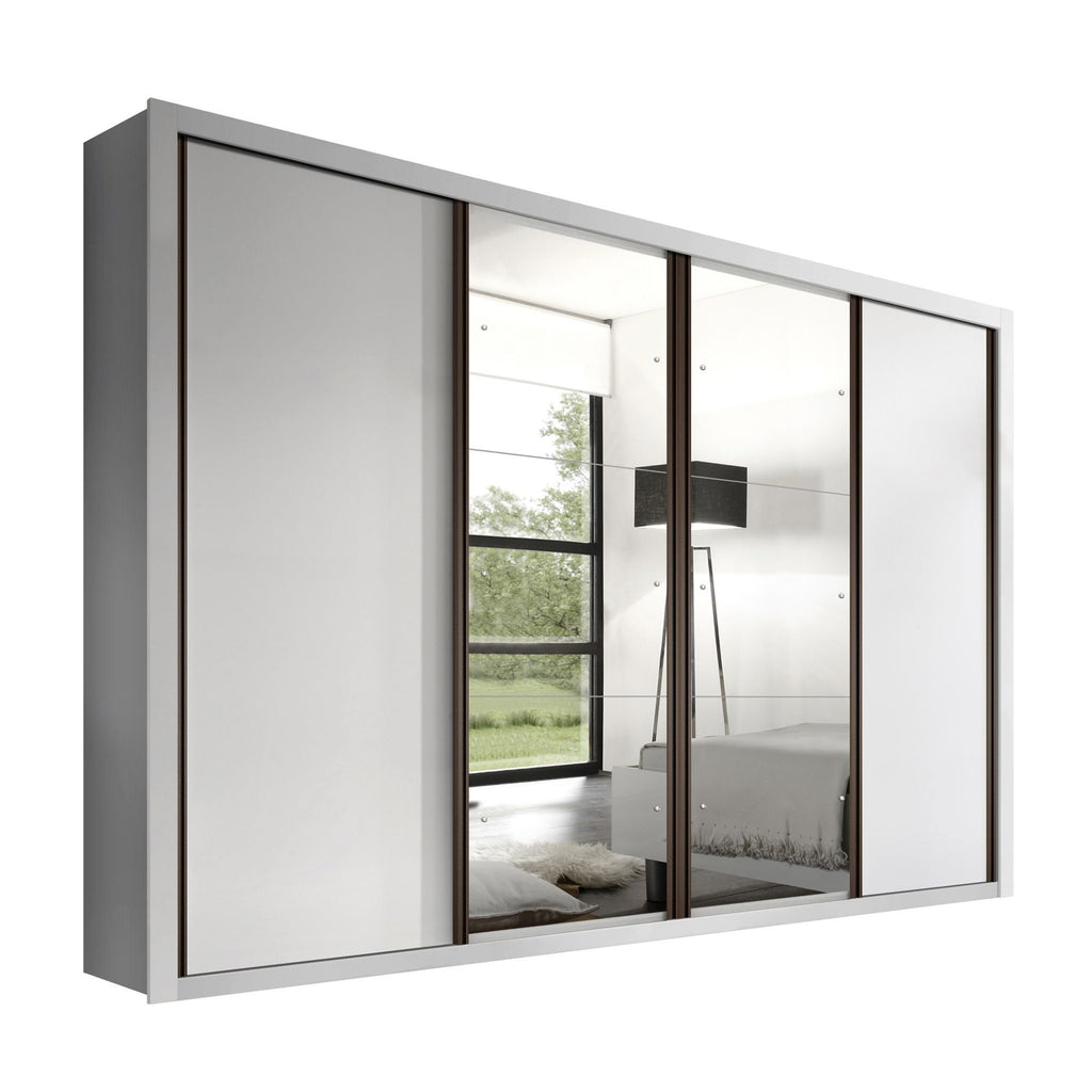 Guarda-Roupa Casal 4 Portas de Correr 4 Gavetas Zara Yescasa MDP Branco