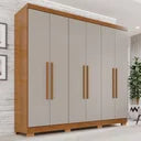 Guarda-Roupa Casal 6 Portas 2 Gavetas França Espresso Móveis MDP Off White/Cinamomo