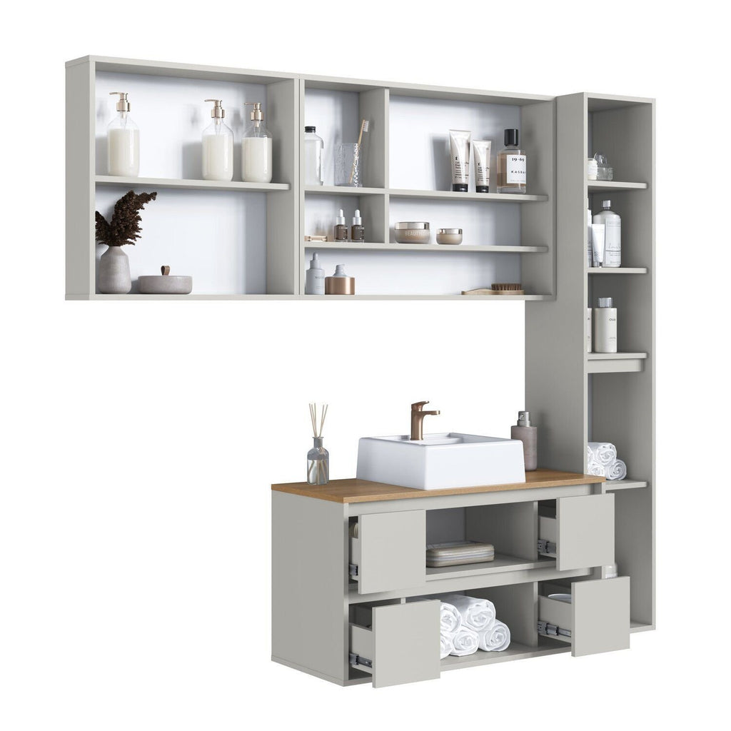 Conjunto para Banheiro Modulado 176cm 4 Peças Gabinete Suspenso com Cuba Berlin Art in Móveis Arenas